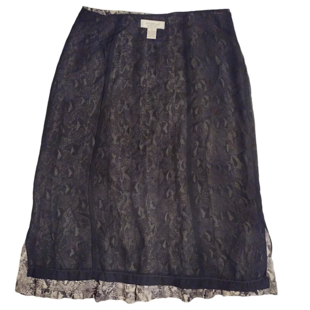Emanuel Ungaro Snake Print Silk Skirt, Size 6, Fully Lined, Retro / Vintage